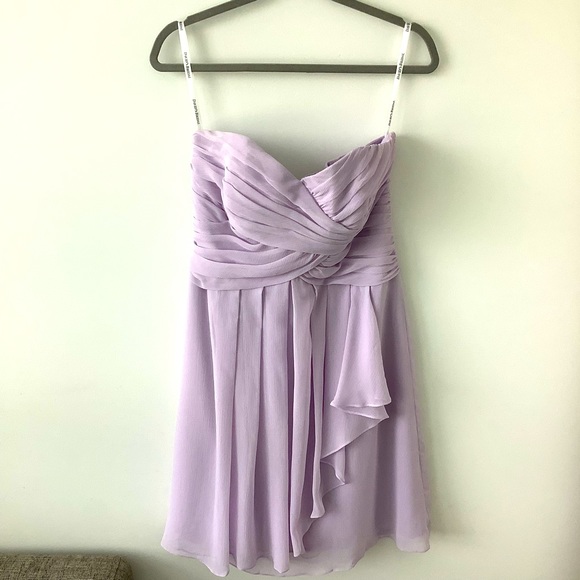 David’s Bridal Strapless Chiffon cocktail Dress Bridesmaid Prom Party Size 10 - Picture 10 of 10